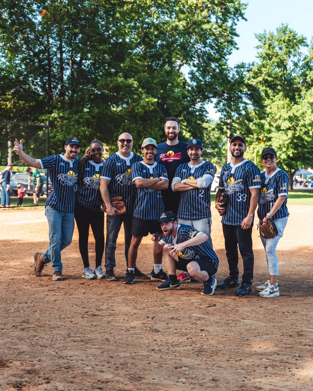 Rowack team at a charity softball game